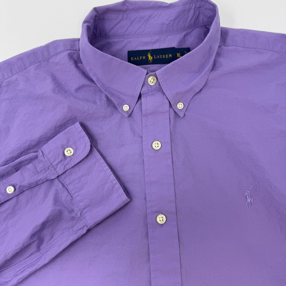 Ralph Lauren Mens XL Purple Cotton Long Sleeve Button Down Shirt Logo